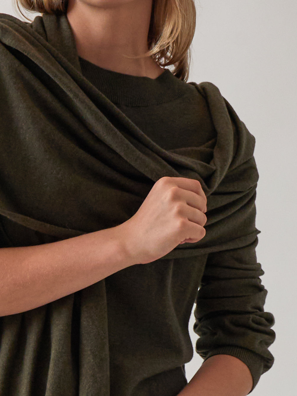 Cotton Cashmere Scarf | Olive-2