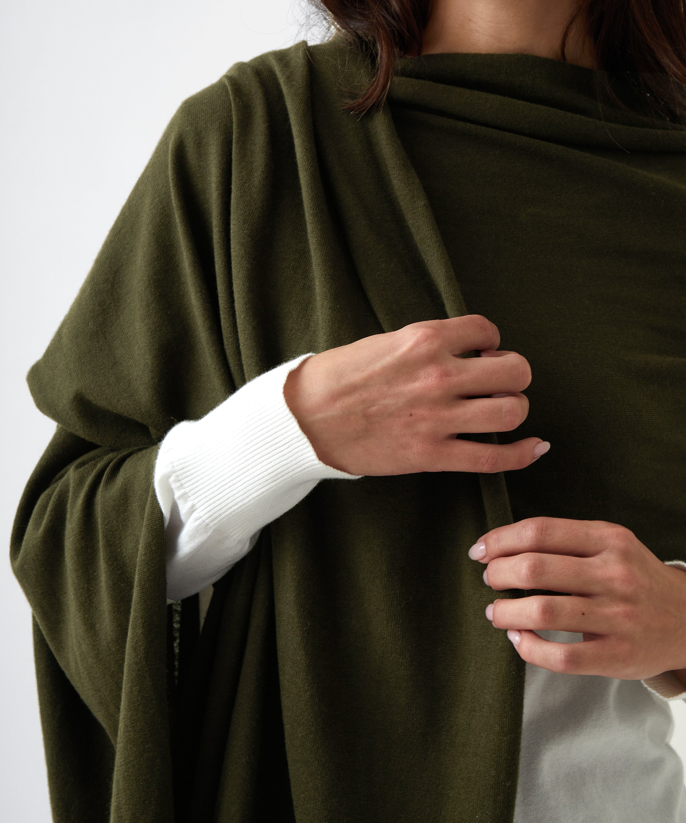 Cotton Cashmere Scarf | Olive-2