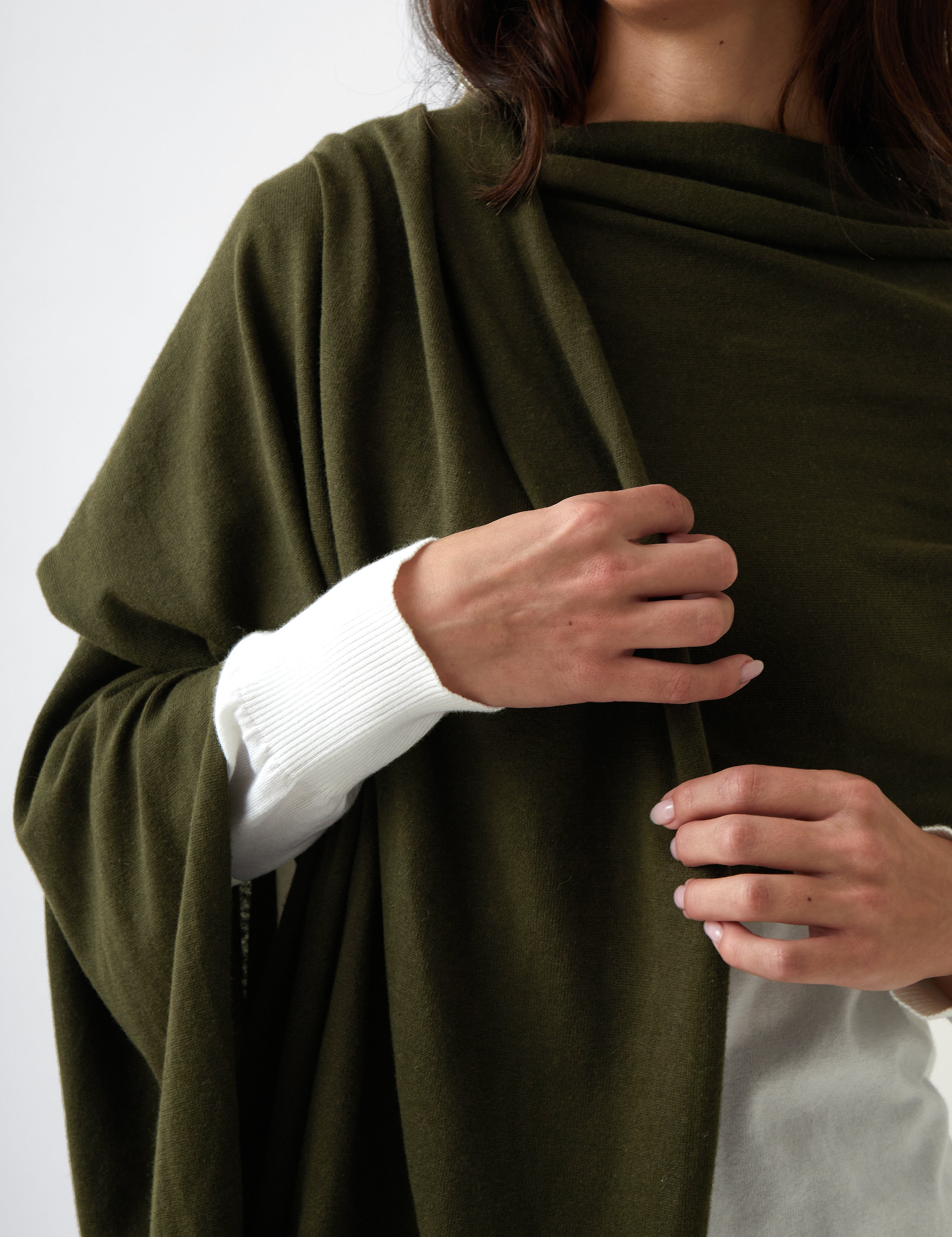 Cotton Cashmere Scarf | Olive-2