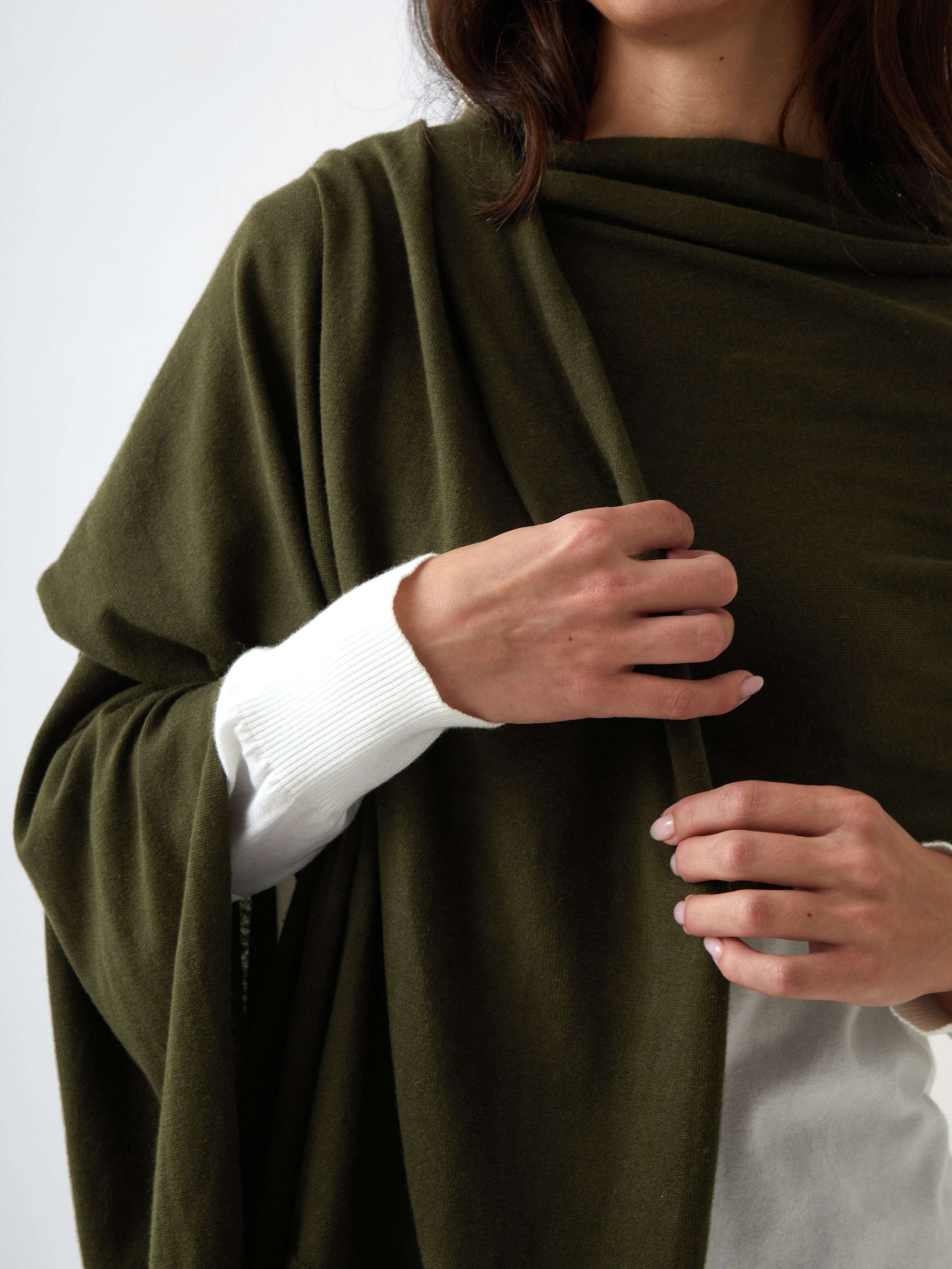 Cotton Cashmere Scarf | Olive-2