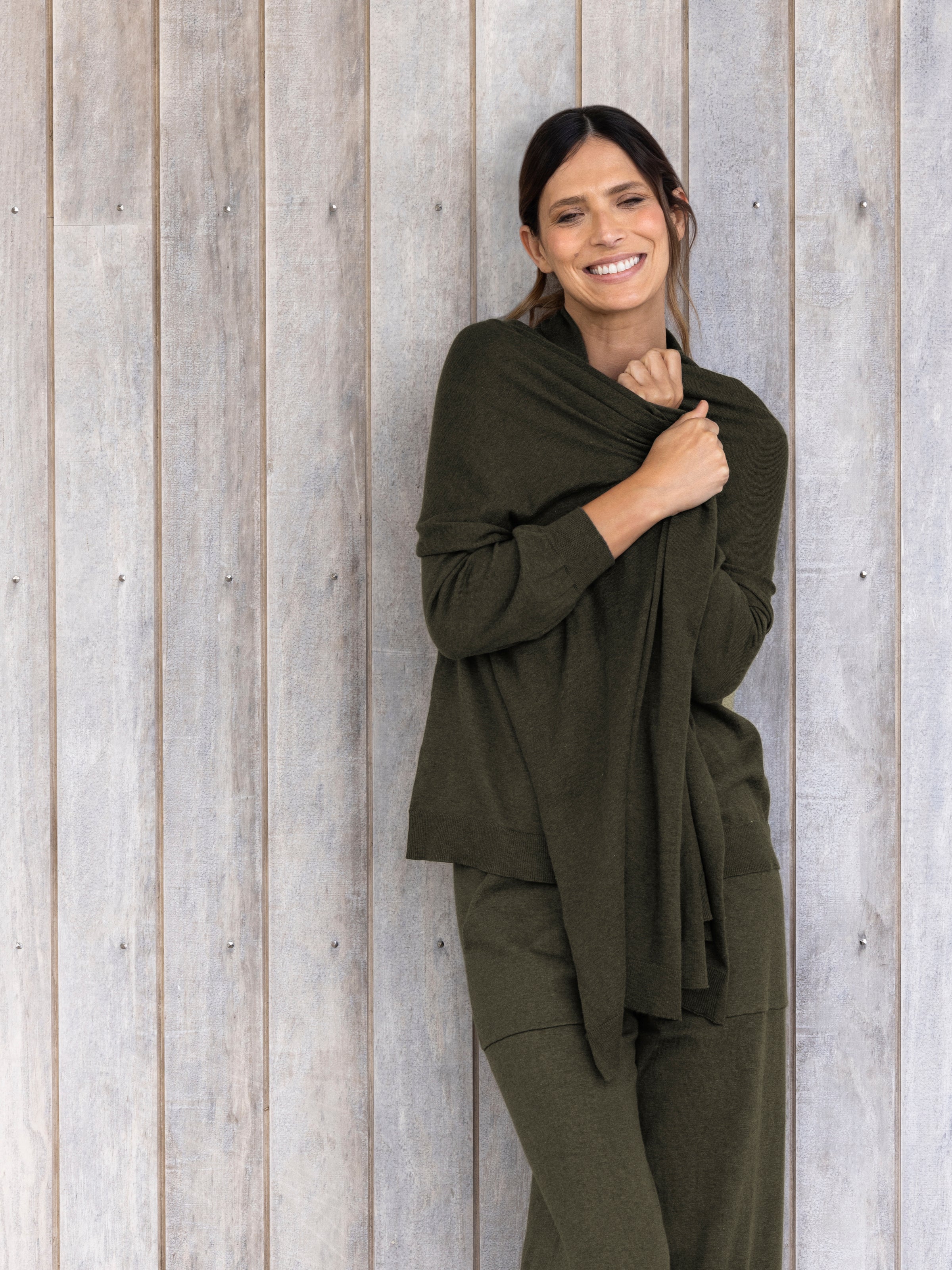 Cotton Cashmere Scarf | Olive-3