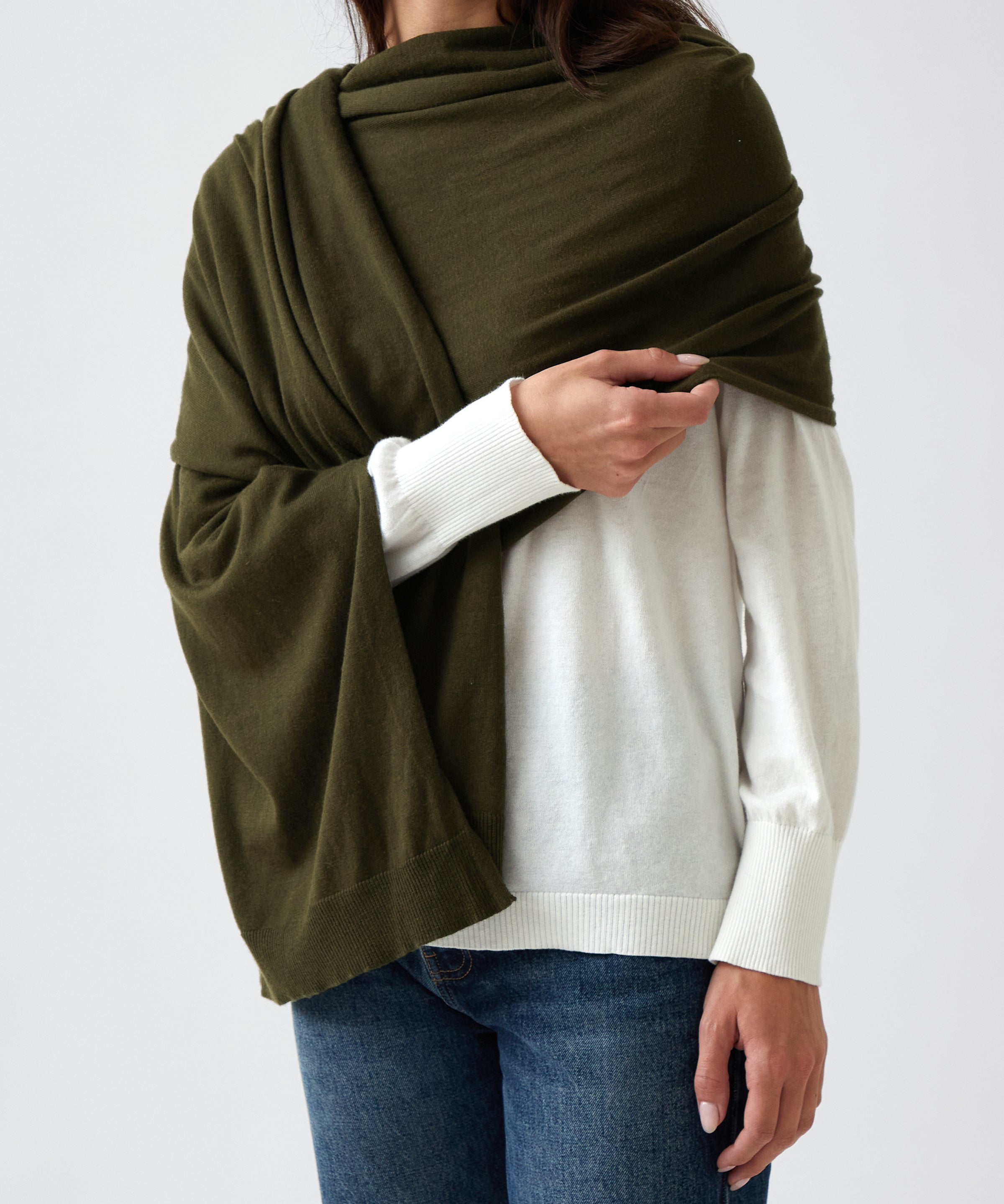 Cotton Cashmere Scarf | Olive-3