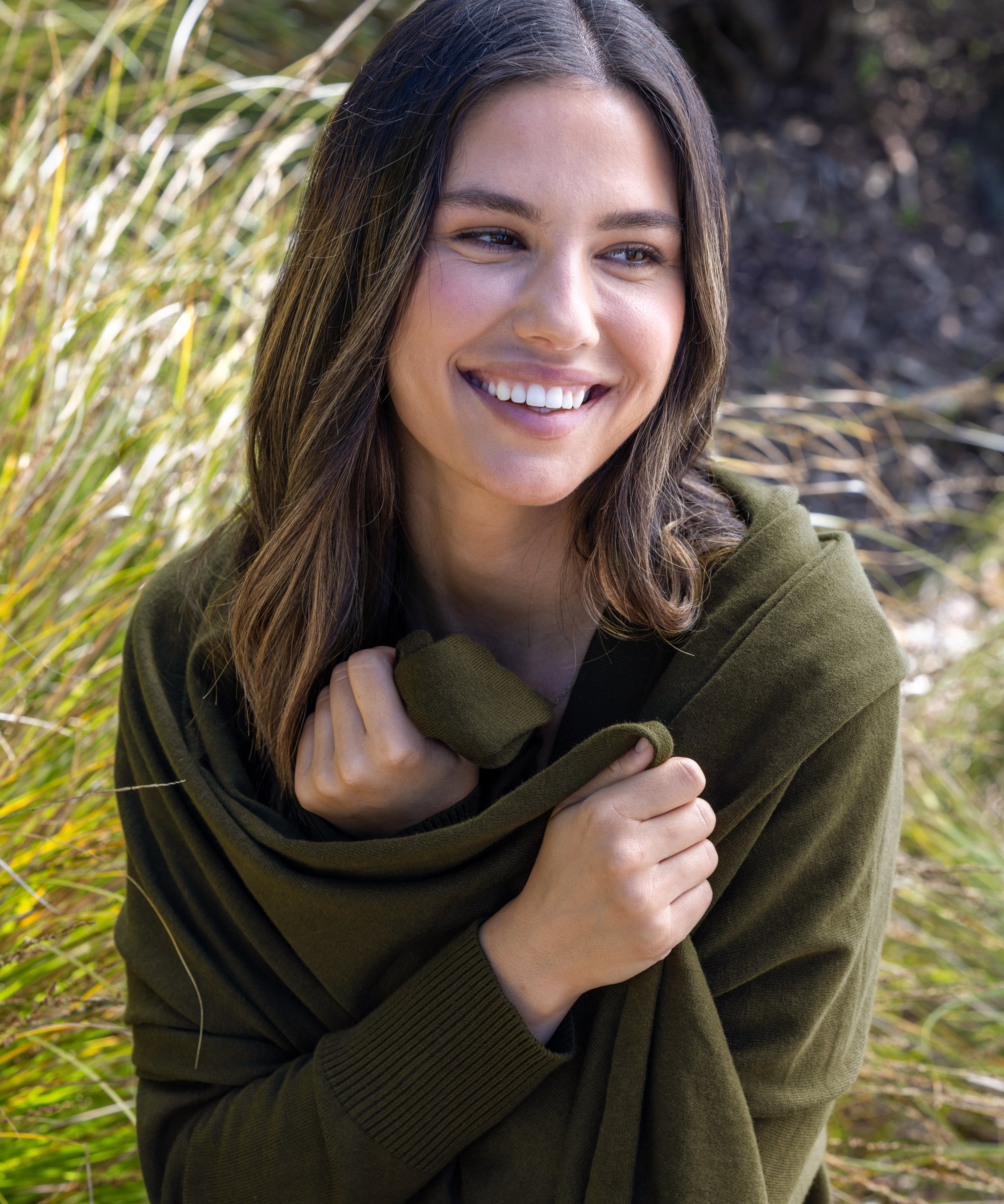 Cotton Cashmere Scarf | Olive-4