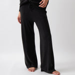 Cotton Cashmere Wide Leg Lounge Pants | Black-1