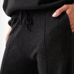 Cotton Cashmere Wide Leg Lounge Pants | Black-2