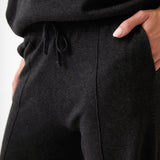 Cotton Cashmere Wide Leg Lounge Pants | Black-2