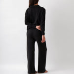 Cotton Cashmere Wide Leg Lounge Pants | Black-4