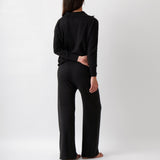 Cotton Cashmere Wide Leg Lounge Pants | Black-4