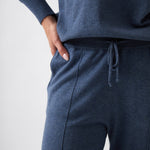 Cotton Cashmere Wide Leg Lounge Pants | Blue-2