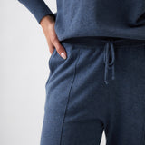 Cotton Cashmere Wide Leg Lounge Pants | Blue-2