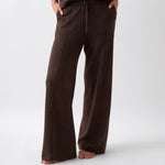 Cotton Cashmere Wide Leg Lounge Pants | Cocoa-1
