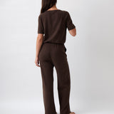 Cotton Cashmere Wide Leg Lounge Pants | Cocoa-4