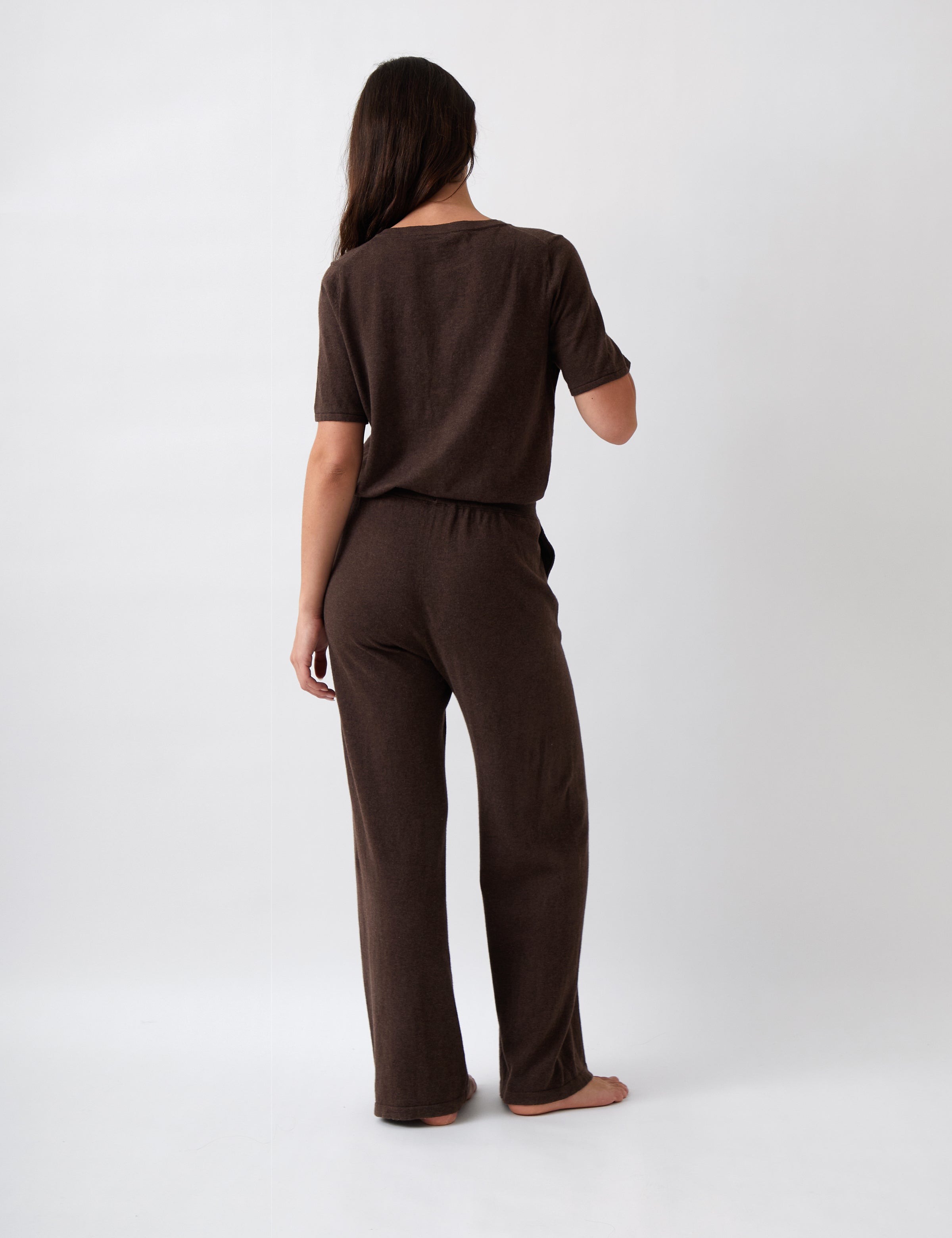 Cotton Cashmere Wide Leg Lounge Pants | Cocoa-4