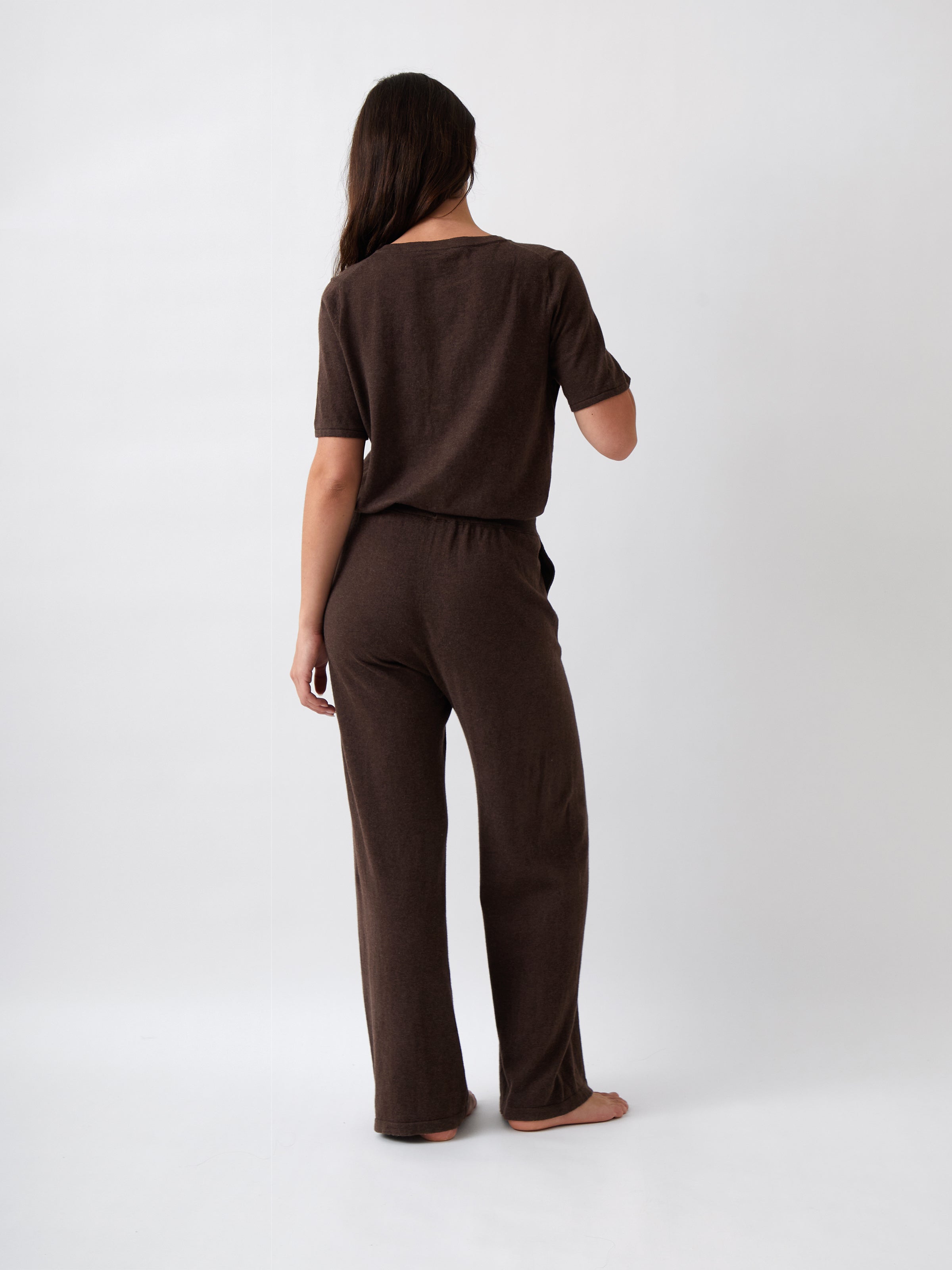 Cotton Cashmere Wide Leg Lounge Pants | Cocoa-4