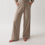 Cotton Cashmere Wide Leg Lounge Pants | Natural-1