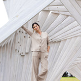 Cotton Cashmere Wide Leg Lounge Pants | Natural-3