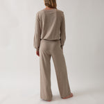 Cotton Cashmere Wide Leg Lounge Pants | Natural-4