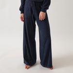 Cotton Cashmere Wide Leg Lounge Pants | Navy-1