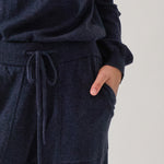 Cotton Cashmere Wide Leg Lounge Pants | Navy-2