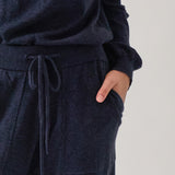 Cotton Cashmere Wide Leg Lounge Pants | Navy-2