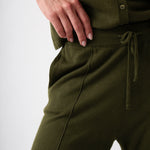 Cotton Cashmere Wide Leg Lounge Pants | Olive-2
