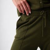 Cotton Cashmere Wide Leg Lounge Pants | Olive-2