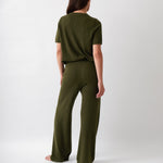 Cotton Cashmere Wide Leg Lounge Pants | Olive-4