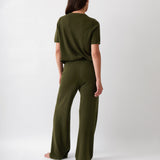 Cotton Cashmere Wide Leg Lounge Pants | Olive-4