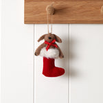 Dog in Stocking Wool Decoration | Red-1