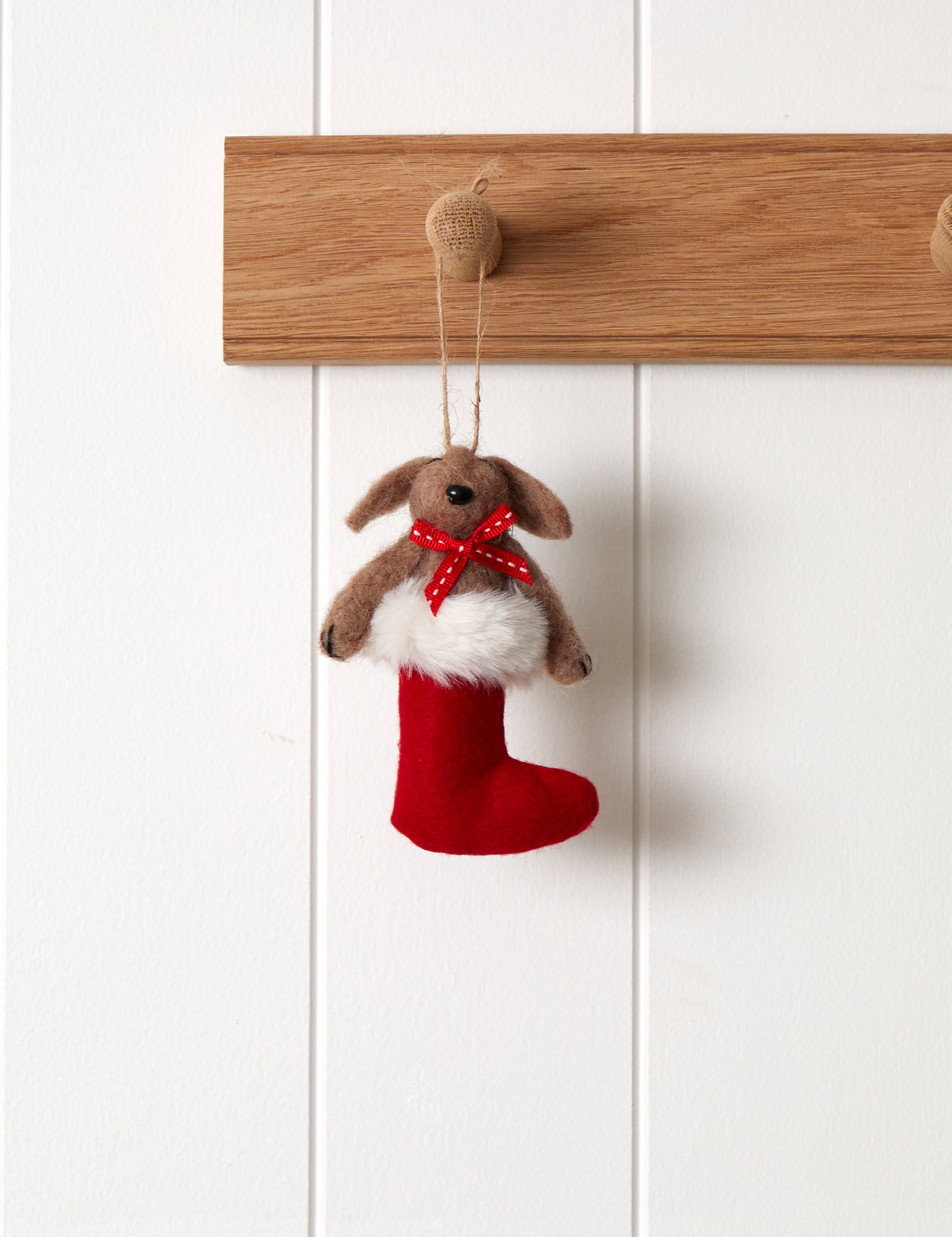 Dog in Stocking Wool Decoration | Red-1