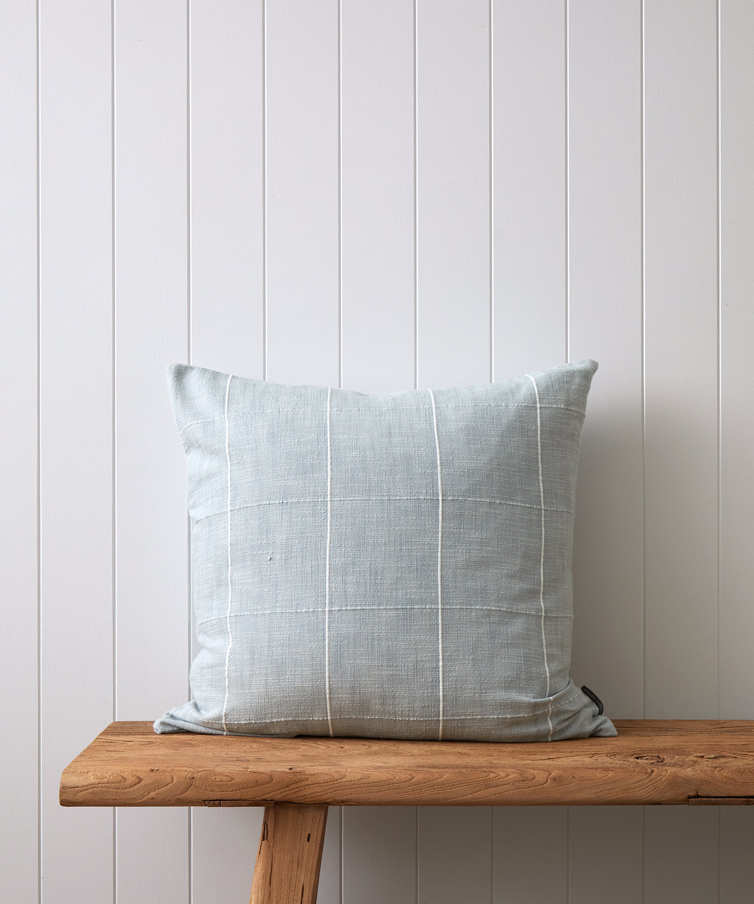 Echo Large Square Cushion Cover | Blue Check-1