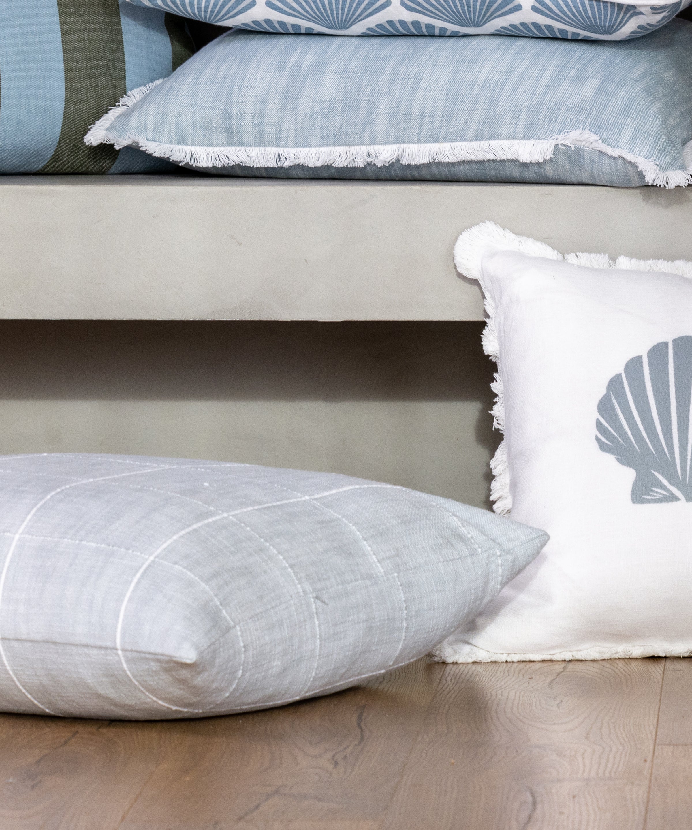 Echo Large Square Cushion Cover | Blue Check-2