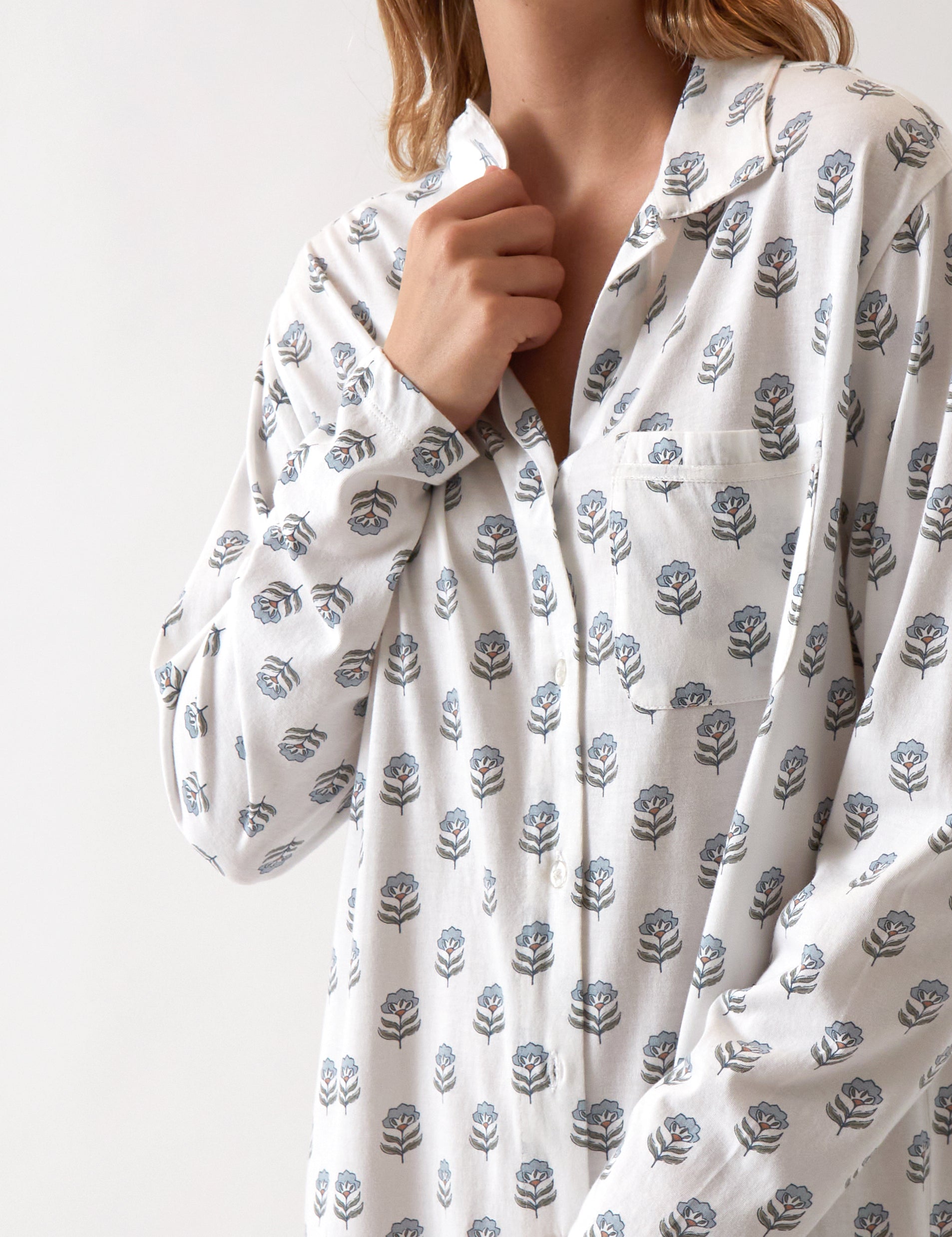 Eloise Organic Cotton Knit Nightshirt | Floral-2