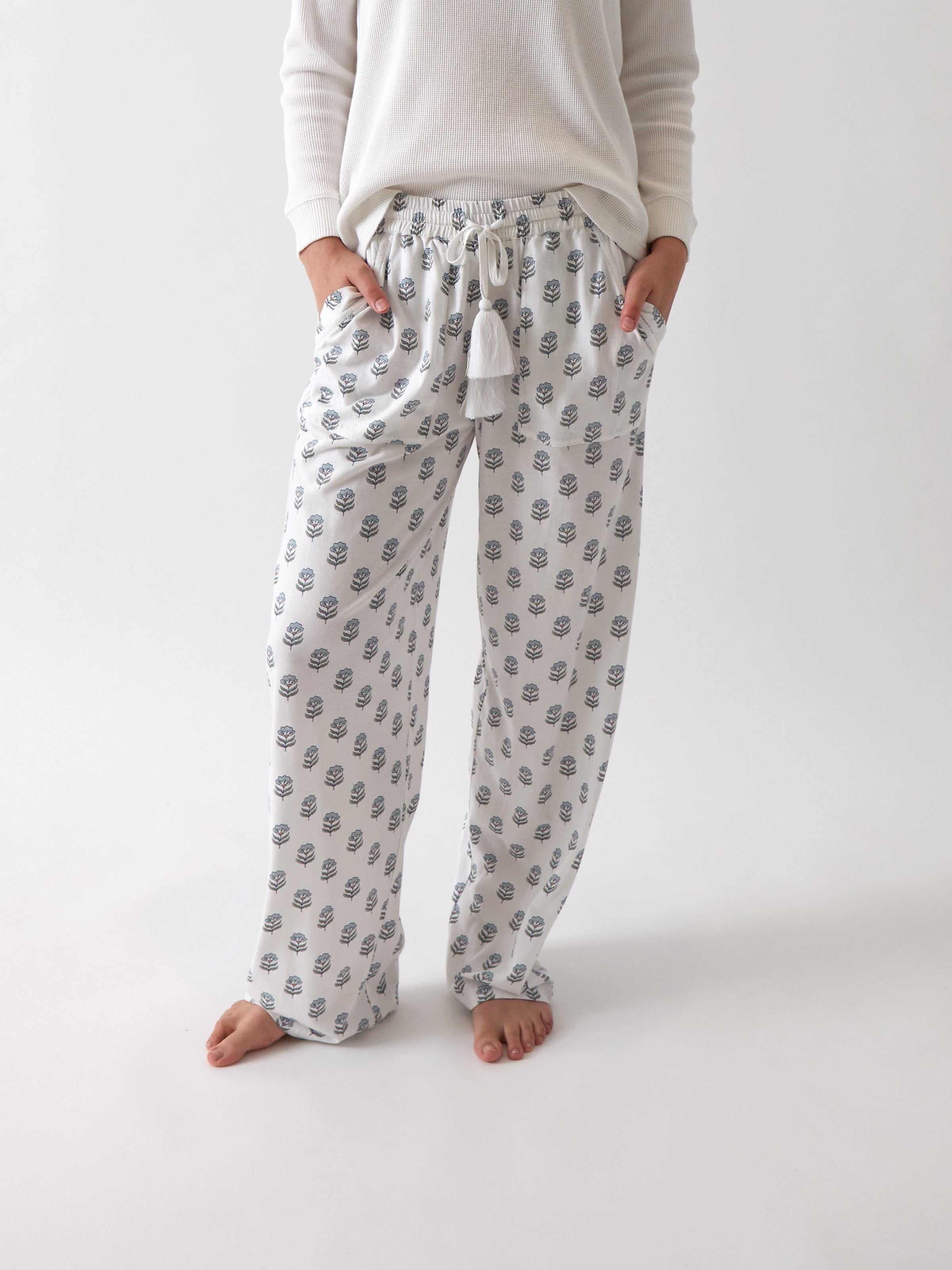 Eloise Organic Cotton Knit PJ Pants | Floral-1