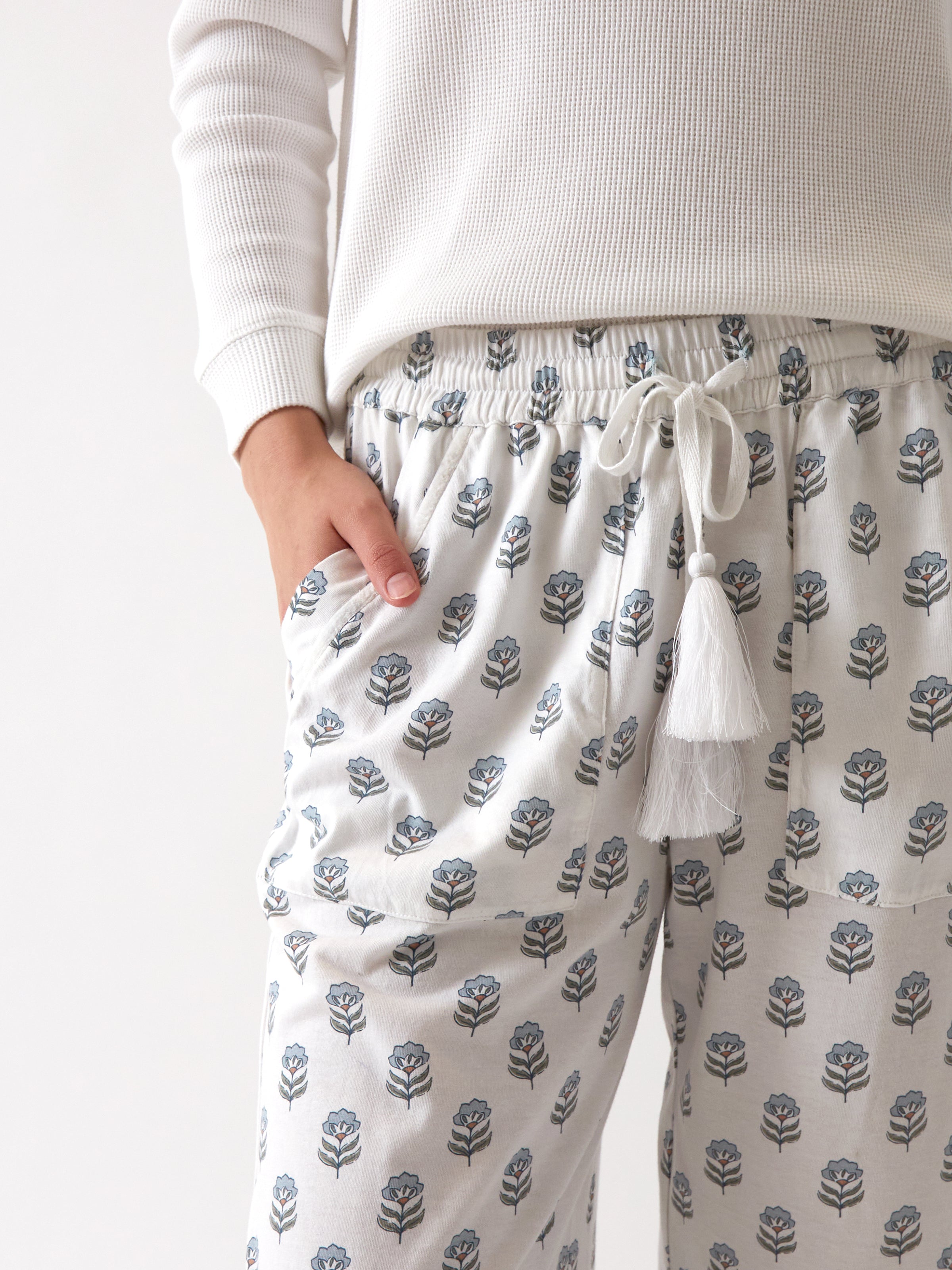 Eloise Organic Cotton Knit PJ Pants | Floral-2