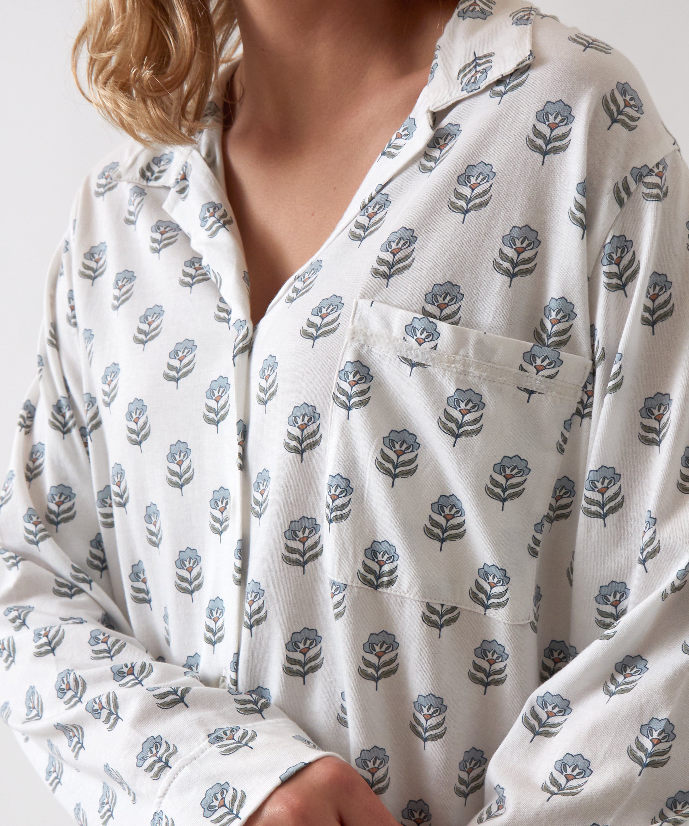 Eloise Organic Cotton Knit PJ Shirt | Floral-2