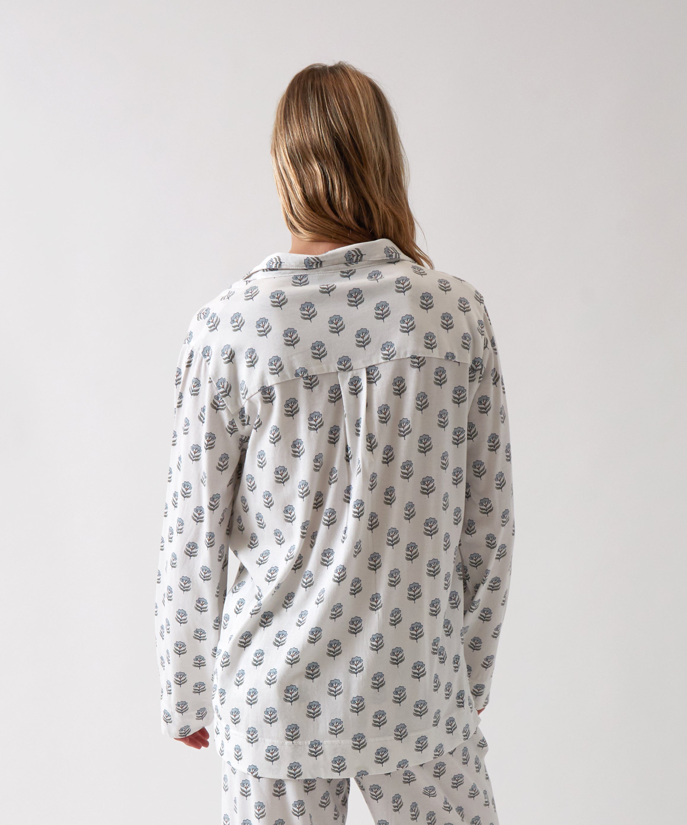 Eloise Organic Cotton Knit PJ Shirt | Floral-4