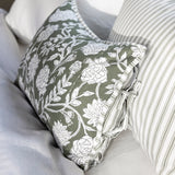 Elora Rectangle Cushion Cover | Green Floral-2