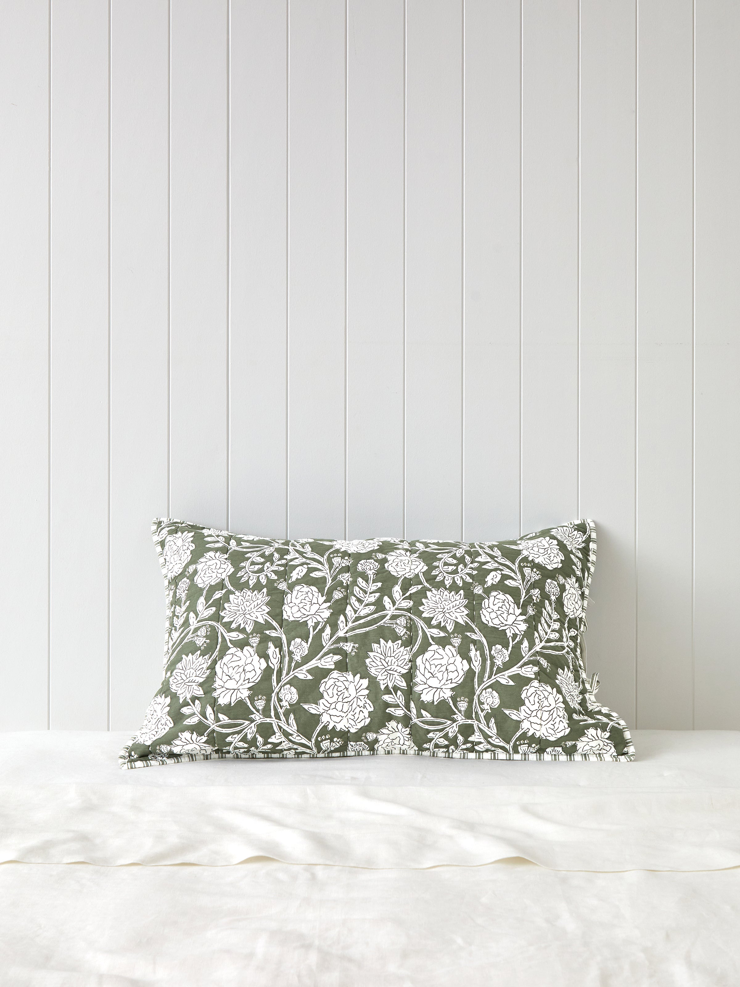 Elora Standard Pillowcase | Green Floral-1
