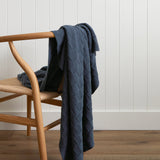 Entwine Cotton Throw | Blue-1