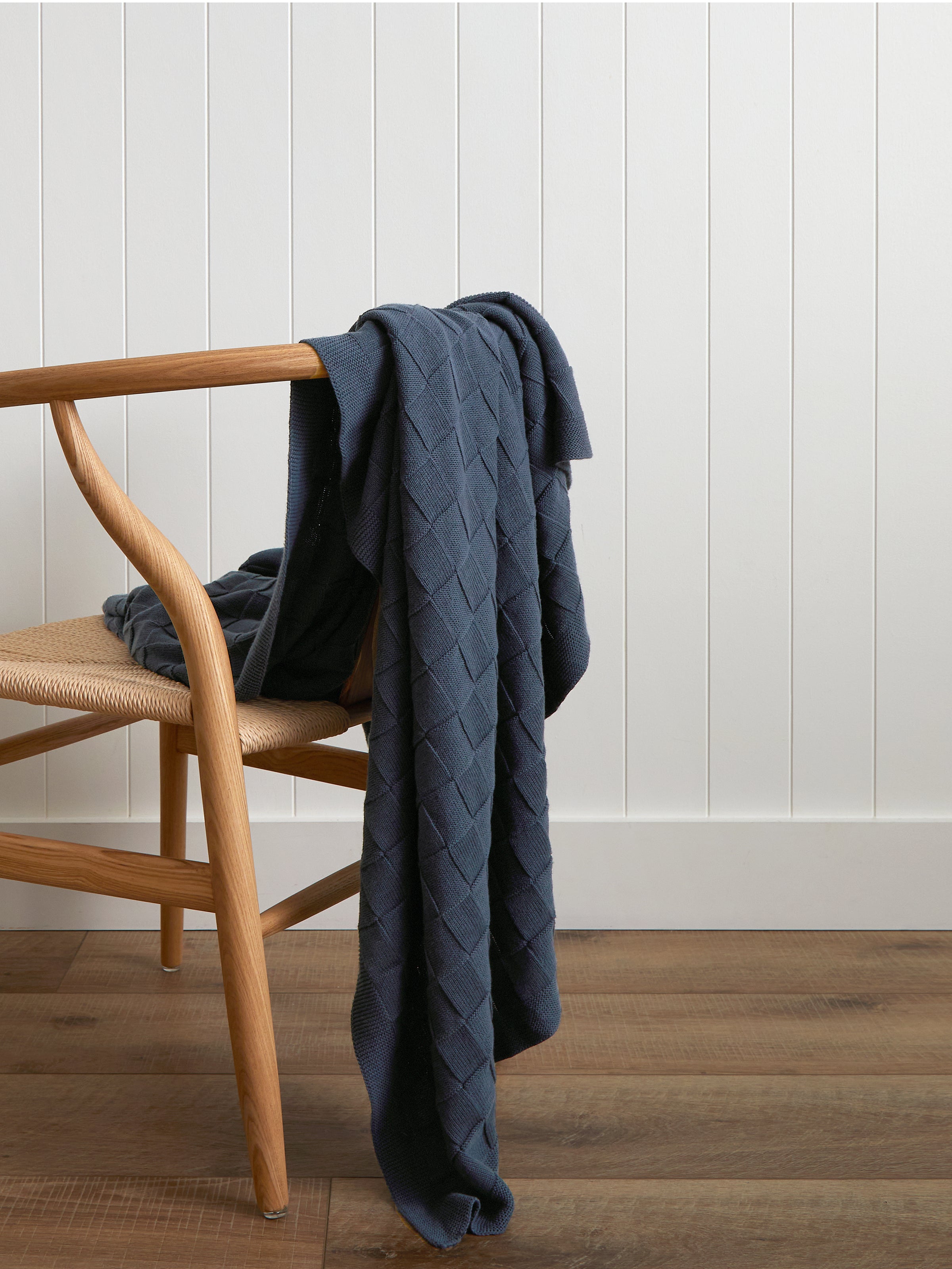 Entwine Cotton Throw | Blue-1