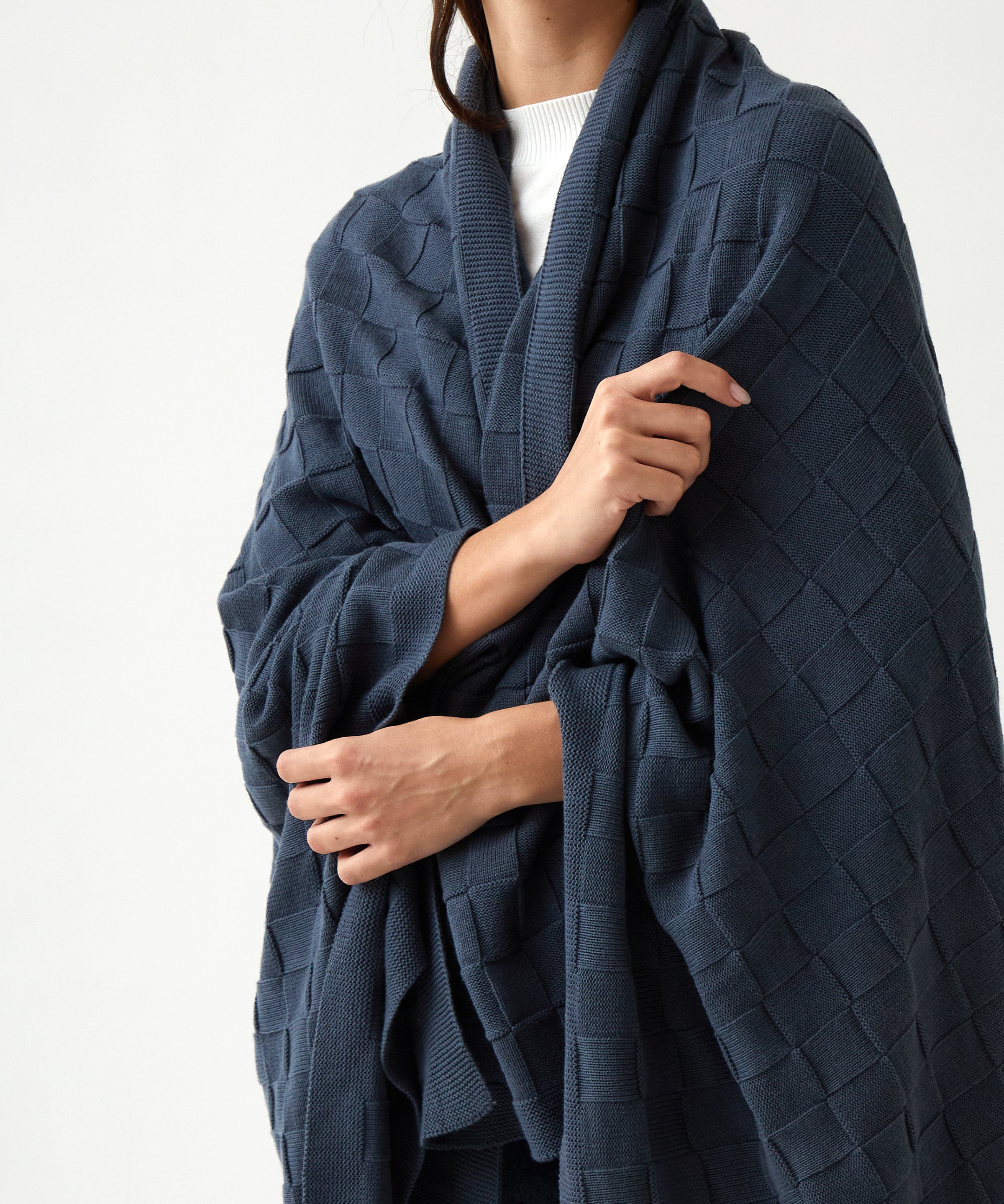 Entwine Cotton Throw | Blue-2