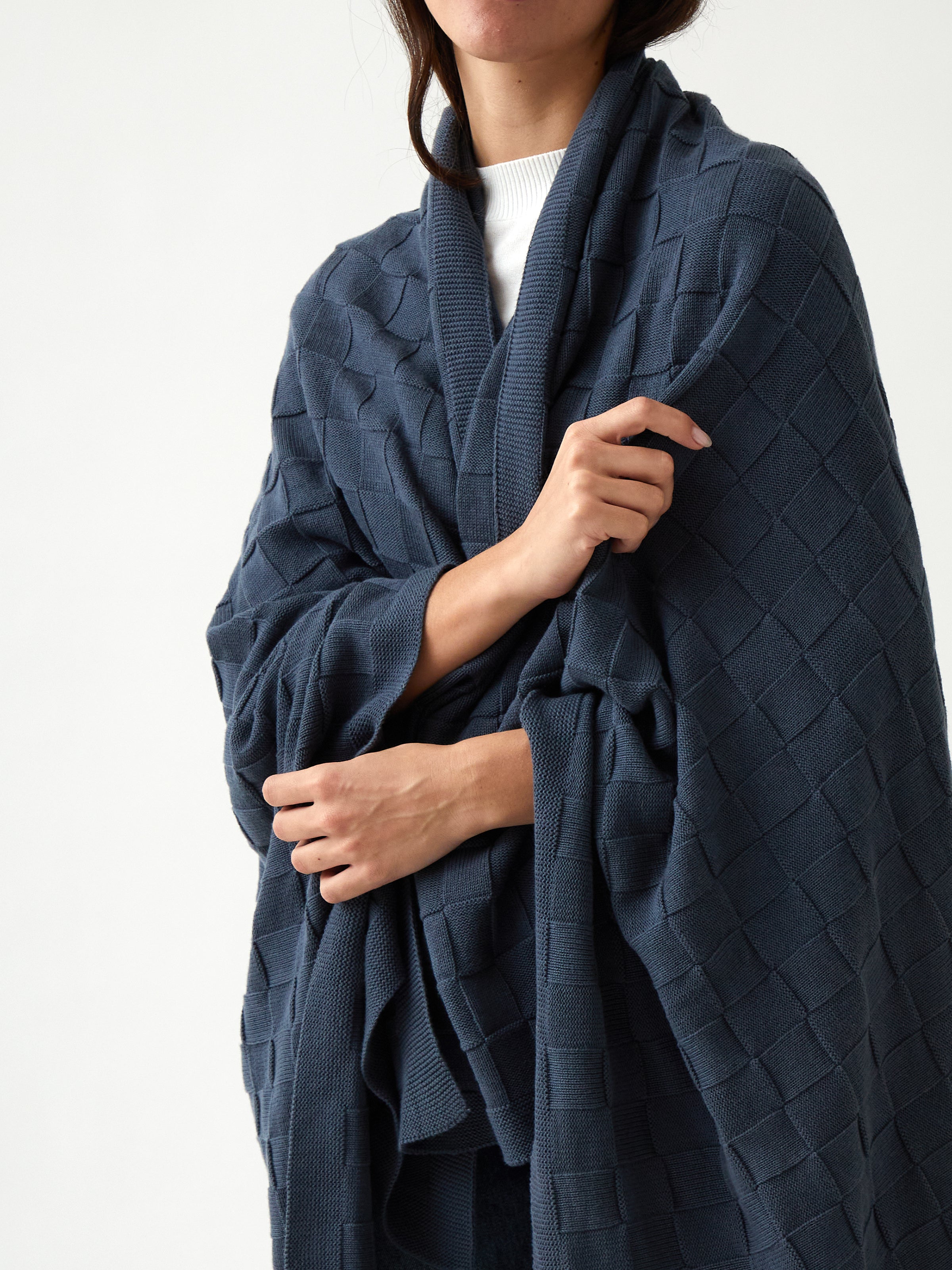Entwine Cotton Throw | Blue-2