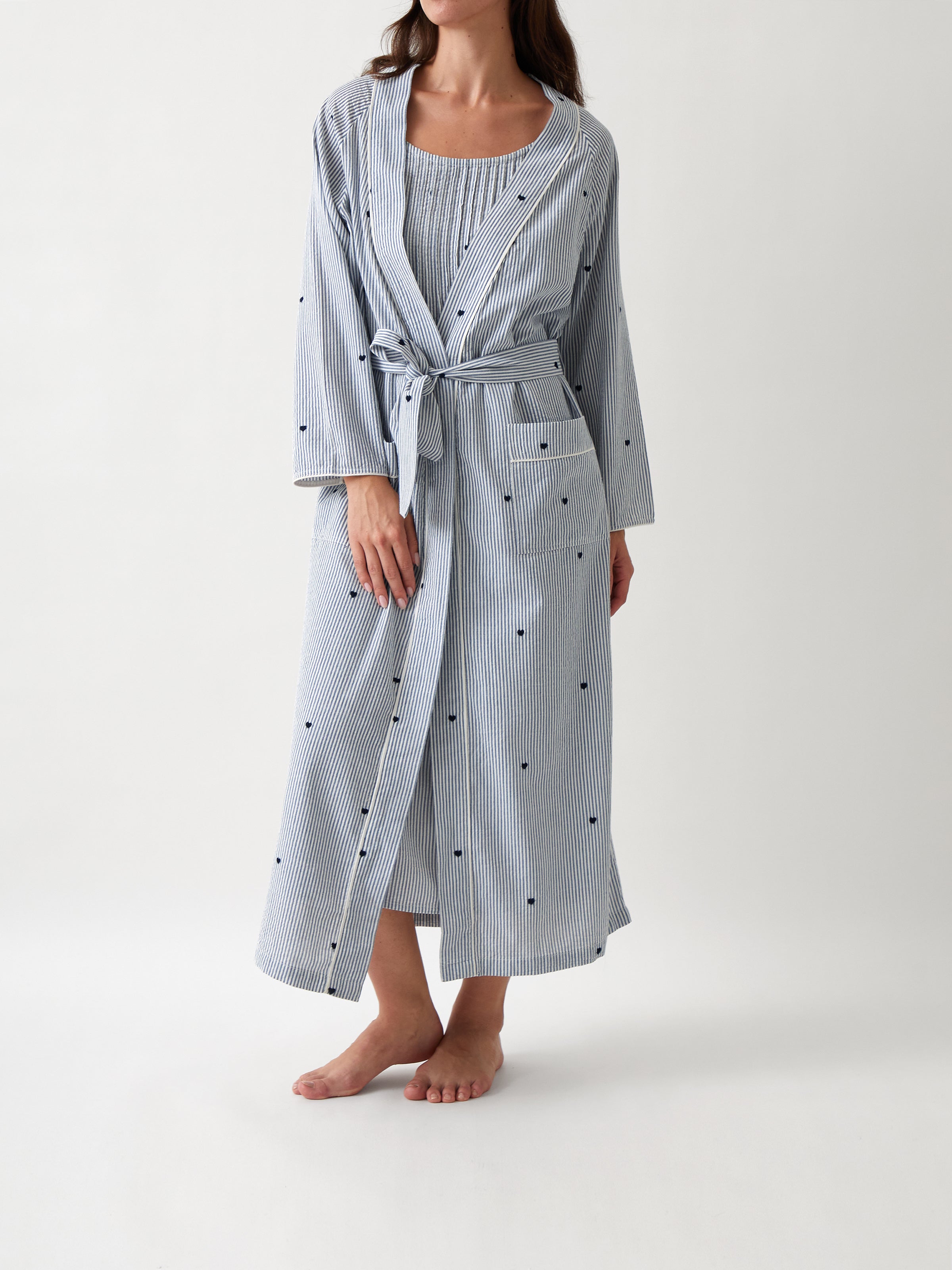 Esme Full Length Robe | Blue Stripe-1