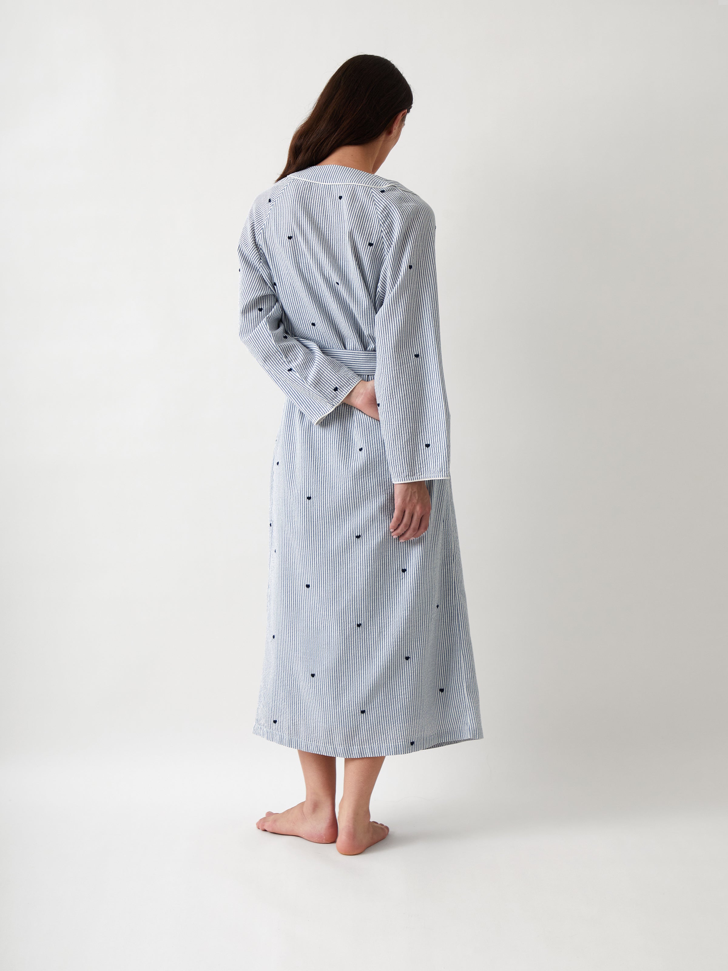 Esme Full Length Robe | Blue Stripe-4