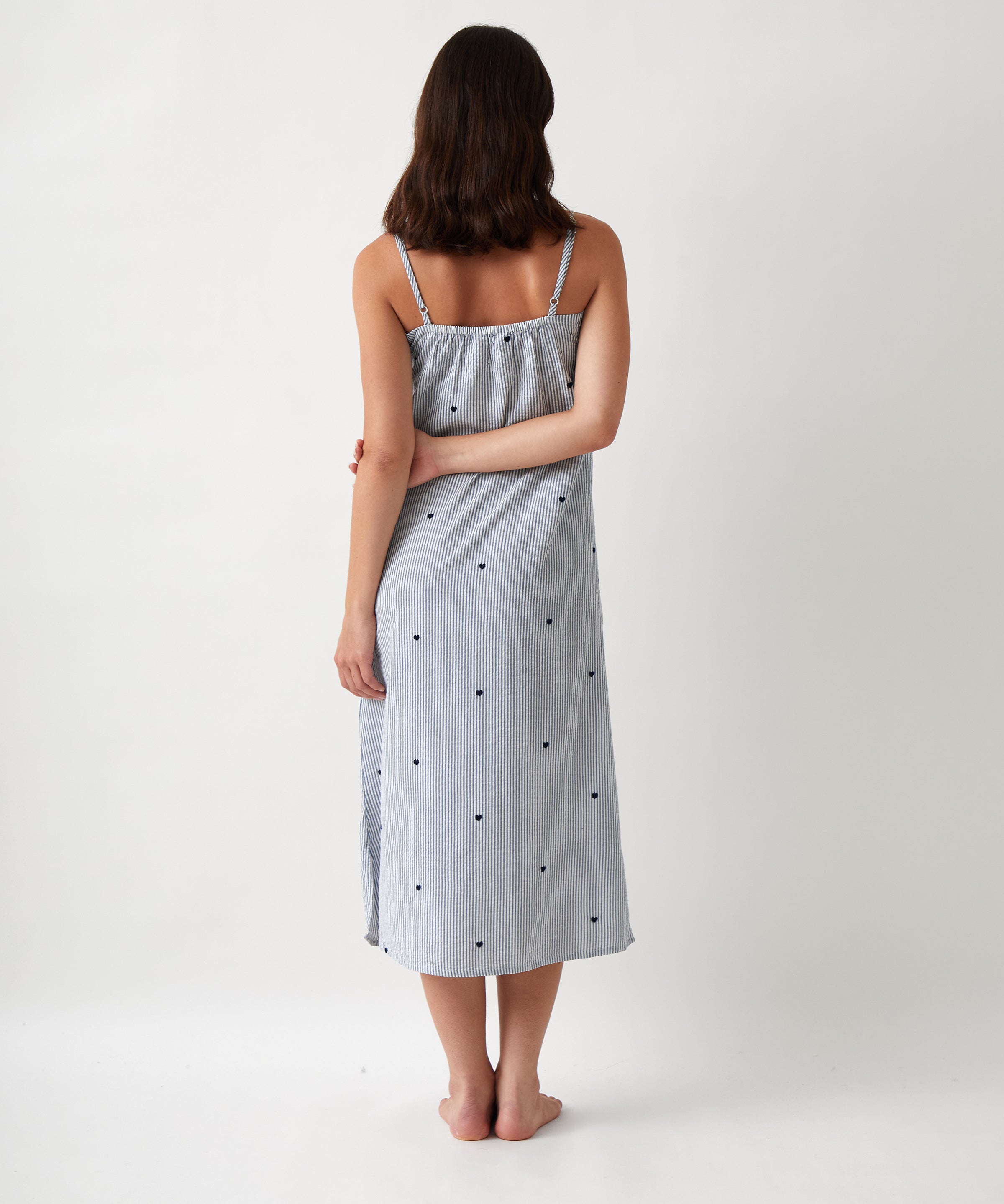Esme Pintuck Nightie | Blue Stripe-4