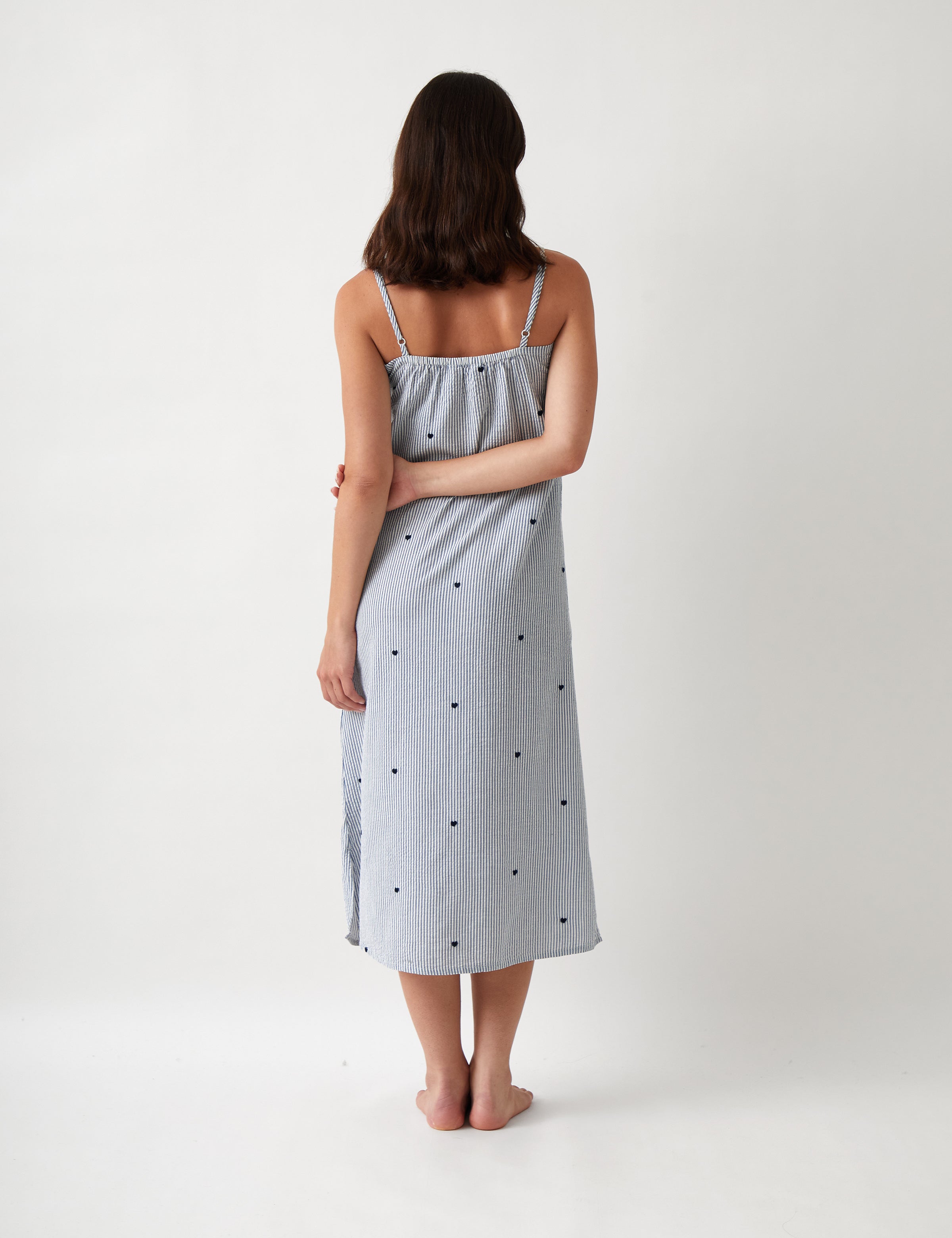 Esme Pintuck Nightie | Blue Stripe-4