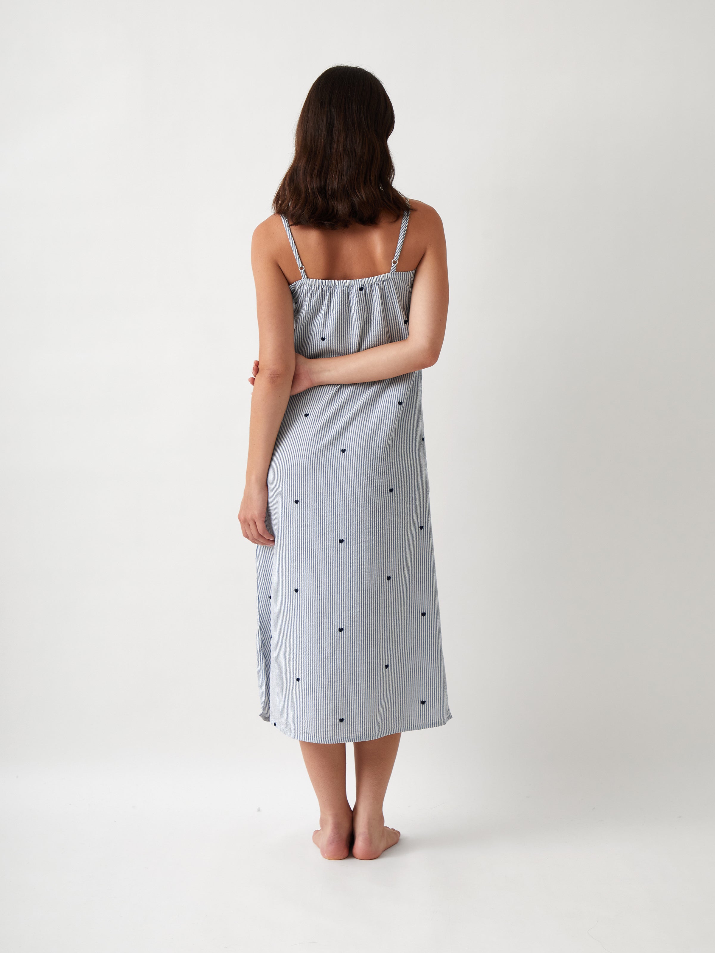 Esme Pintuck Nightie | Blue Stripe-4