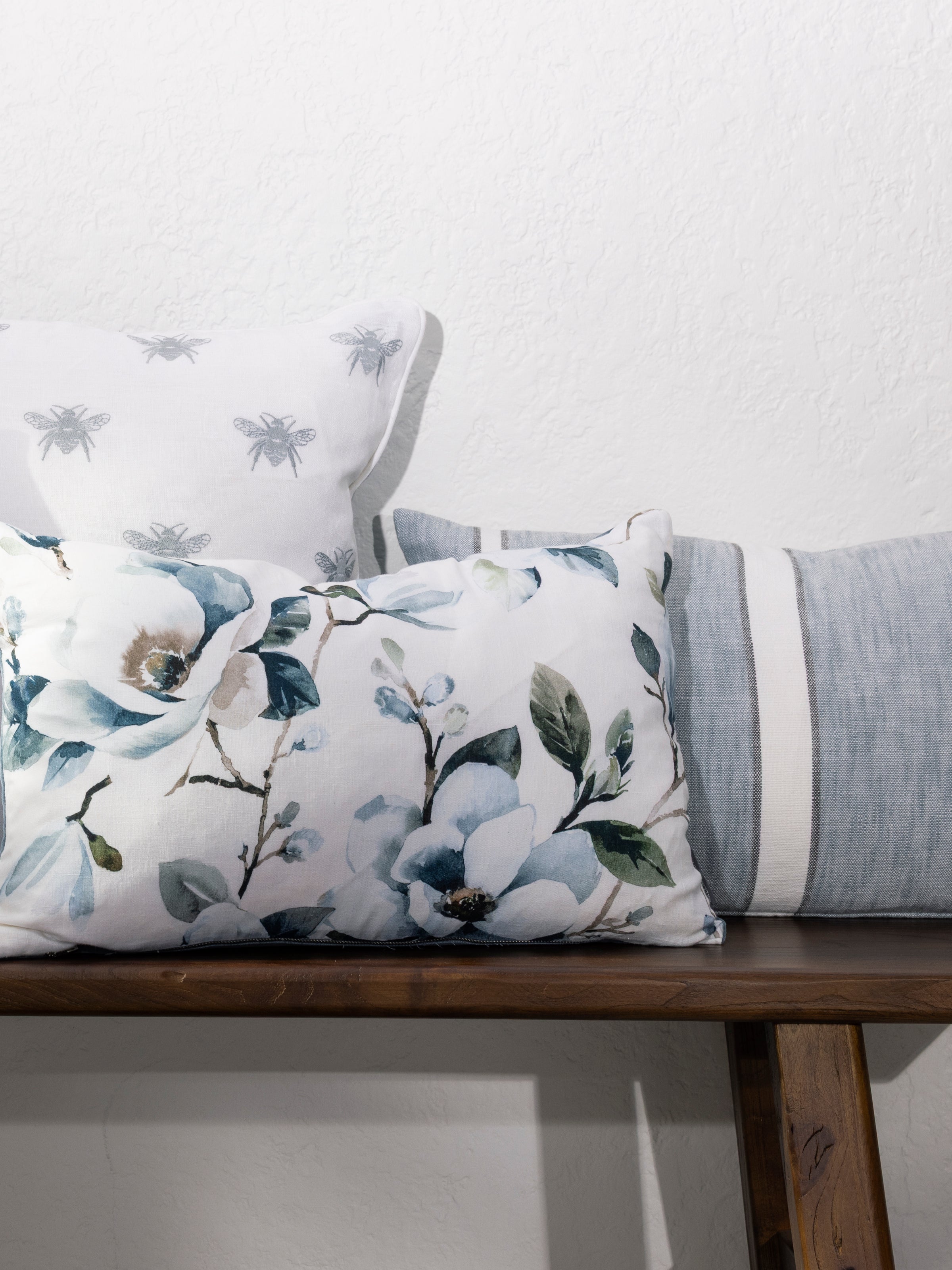 Ever After Rectangle Cushion Cover | Blue Floral-2