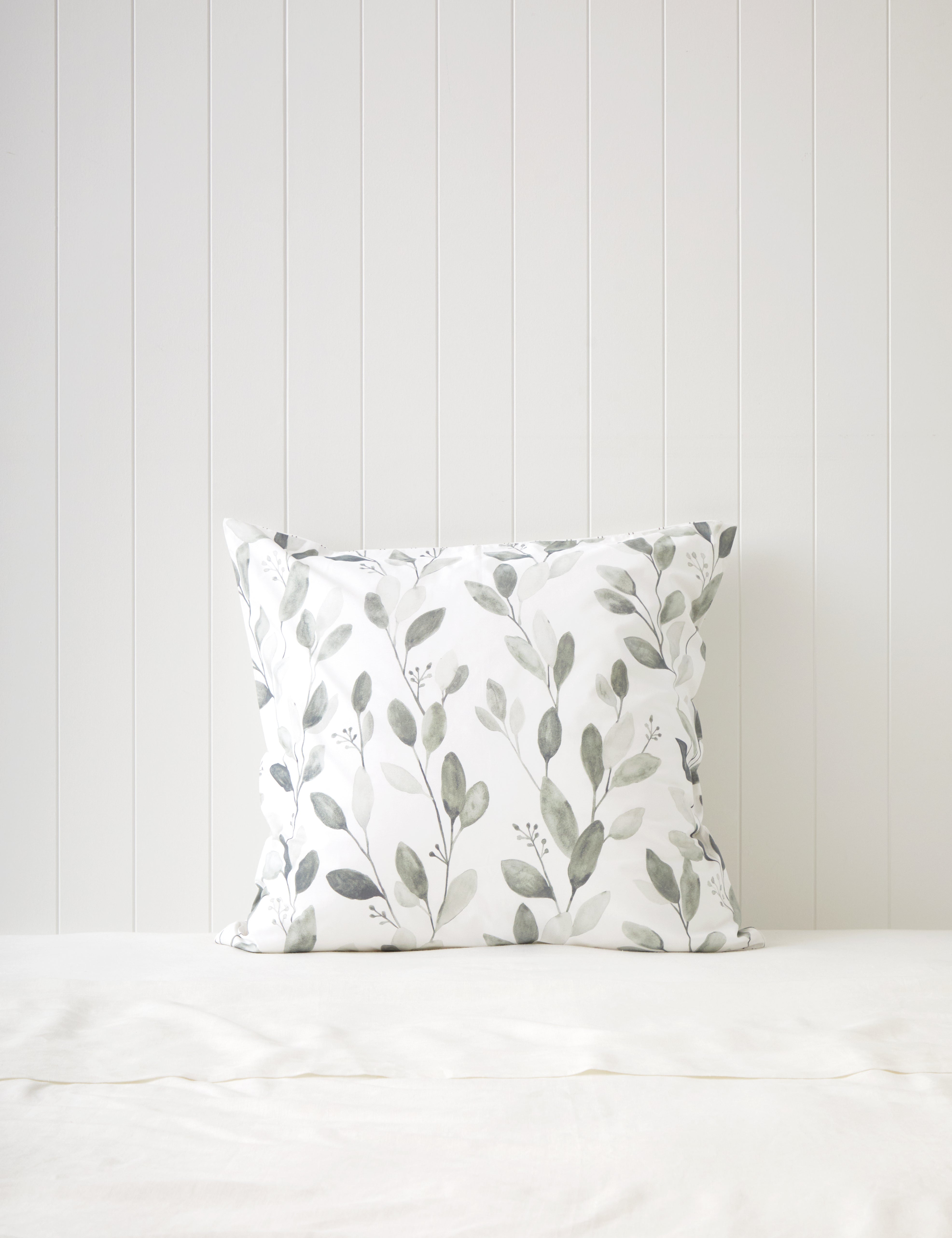 Evergreen European Pillowcase | Green Leaf-1